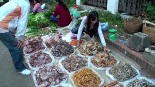 preview picture of video 'Laos: Luang Prabang - at the morning market'