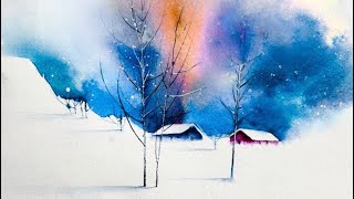 Winter Landscape Watercolor Painting | Easy & Relaxing Watercolor Tutorial