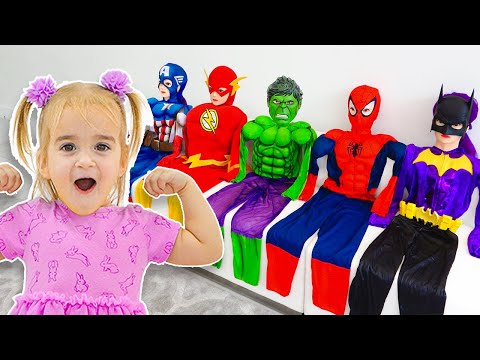 Alice has fun day with Superheroes and other kids stories