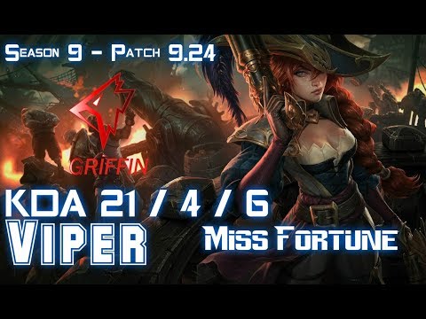 GRF Viper MISS FORTUNE vs T1 Faker EZREAL ADC - Patch 9.24 KR Ranked