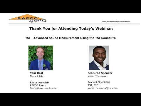 Webinar: Advanced Sound Measurement using the SoundPro with TSI