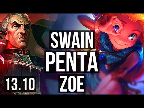 SWAIN vs ZOE (MID) | Penta, 20/2/8, Legendary, 600+ games, Rank 14 Swain | KR Challenger | 13.10