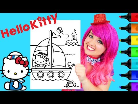 Coloring Hello Kitty Sailor Coloring Book Page Prismacolor Colored Paint Markers | KiMMi THE CLOWN Video