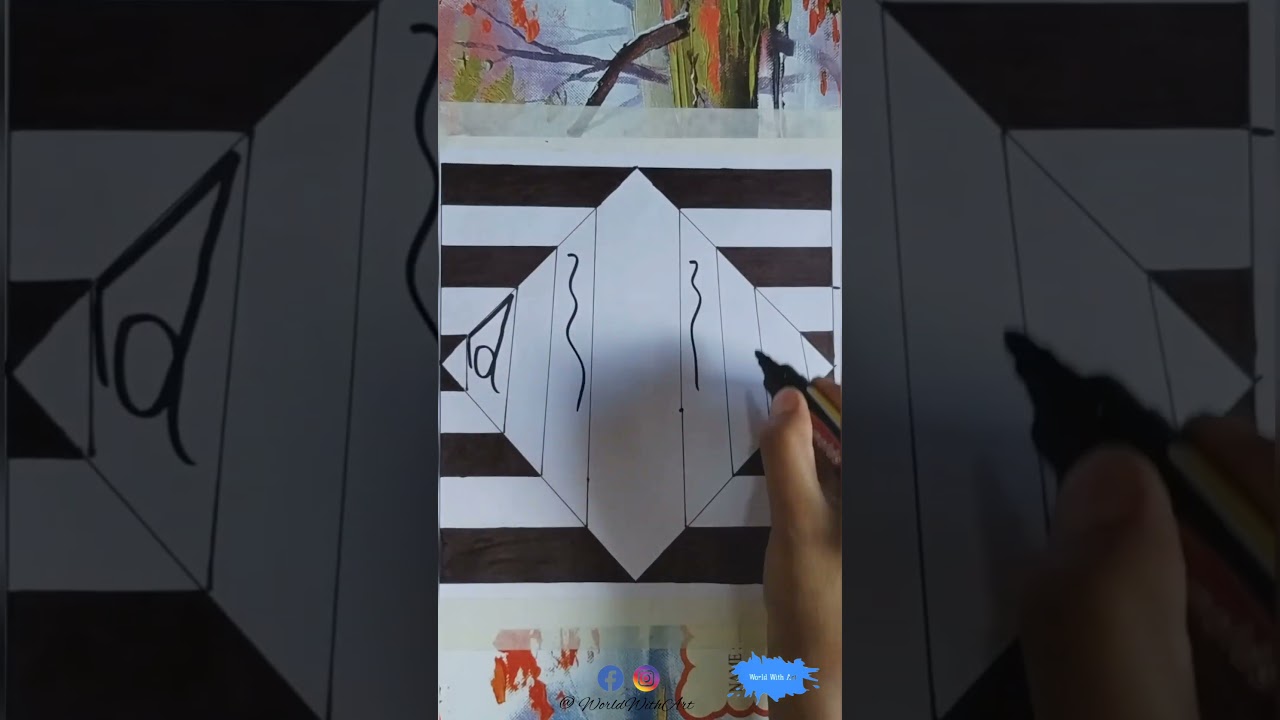 Unraveling the Square Line Illusion: Mind-Bending Artwork Revealed।।#shorts #shortvideo#3D #square