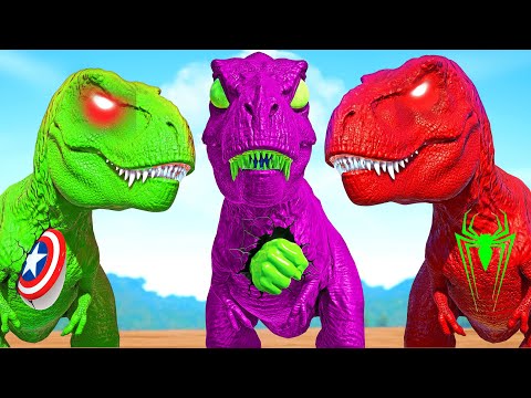 Green Alien Tyrannosaurus Rex Vs Spiderman King Shark Vs Velociraptor Jurassic World Evolution Dinos