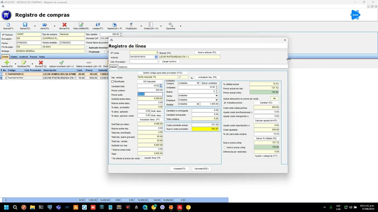 Registro Compras - Registro de Detalle de la Compra
