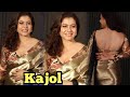 Kajol Looks Beautiful In Saree Look For Sonakshi Zaheer Wedding Reception Party
