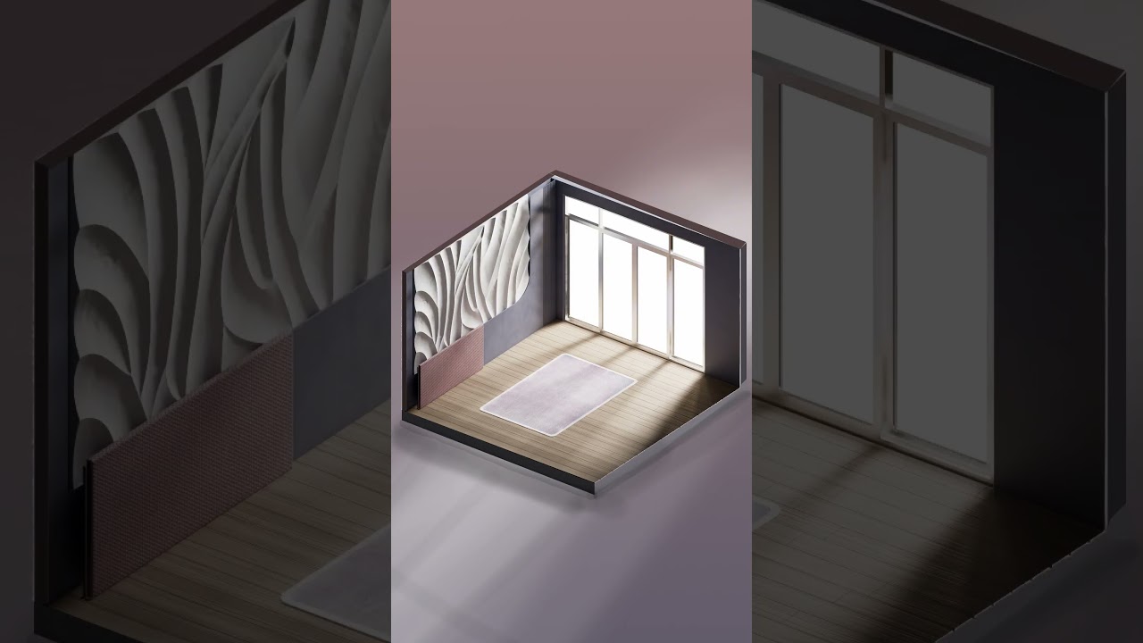 Realistic Rendering: Bedroom Isometric