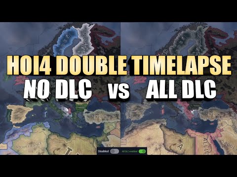 No DLC vs All DLC - HOI4 Double Timelapse