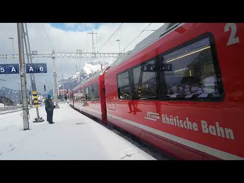 Bahnverkehr in Landquart, Kloster Platz, Davos Laret und Davos Platz.