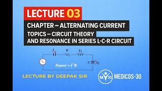 L - 3 | ALTERNATING CURRENT | CIRCUIT THEORY AND RESONANCE IN SERIES L- C-R CIRCUIT #physics