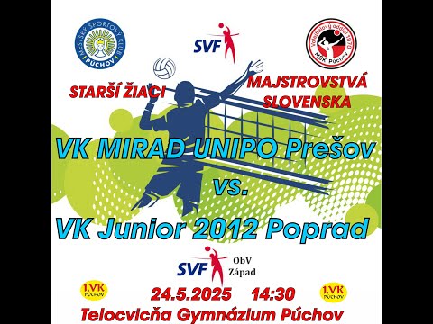 M-SR starší žiaci: VK MIRAD UNIPO Prešov - VK Junior 2012 Poprad (24.5.2025)