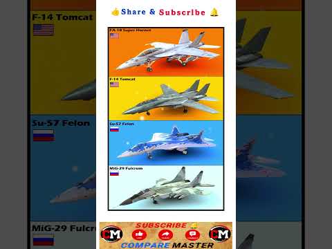 MiG-29 vs F-14 vs Su-57 vs FA-18 Super Hornet, Aircraft Comparison #comprision #aircraft #russia #us