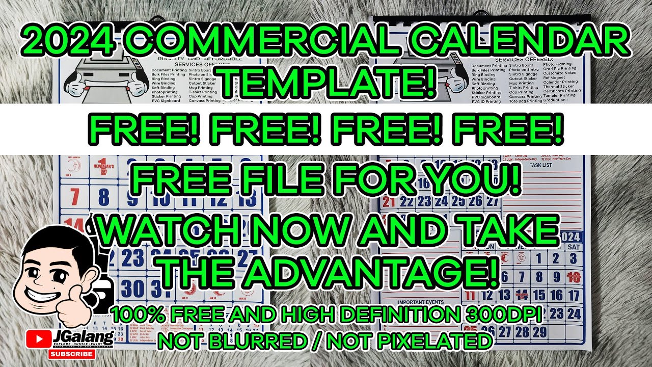 2024 COMMERCIAL CALENDAR ( FREE TEMPLATE READY TO PRINT )