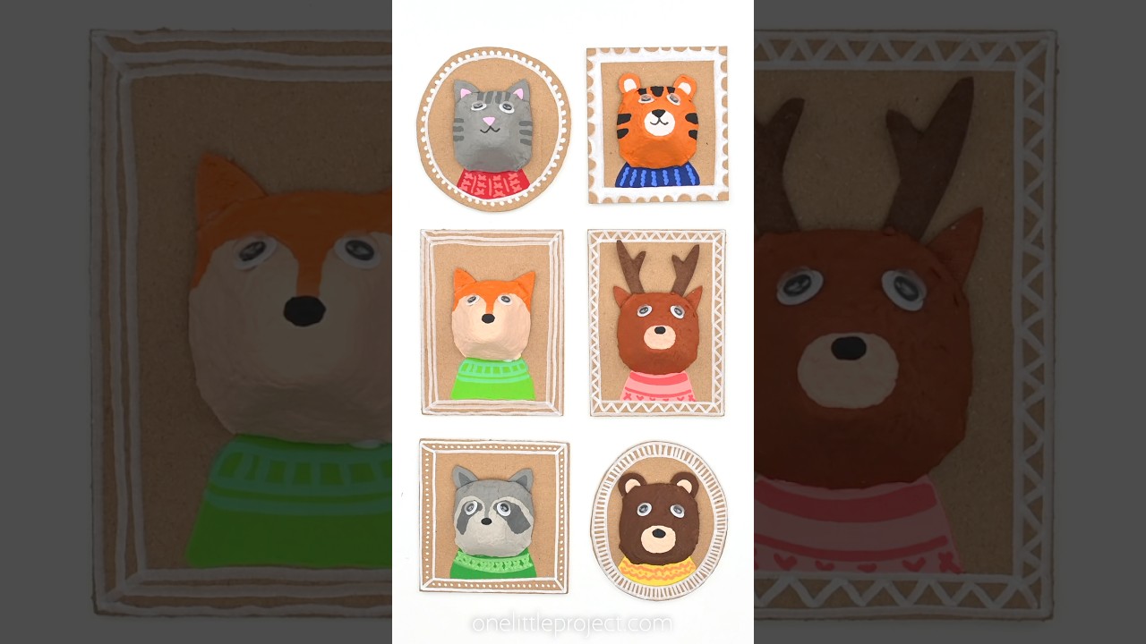 Egg Carton Animal Portraits 🐯 🐱 🐰