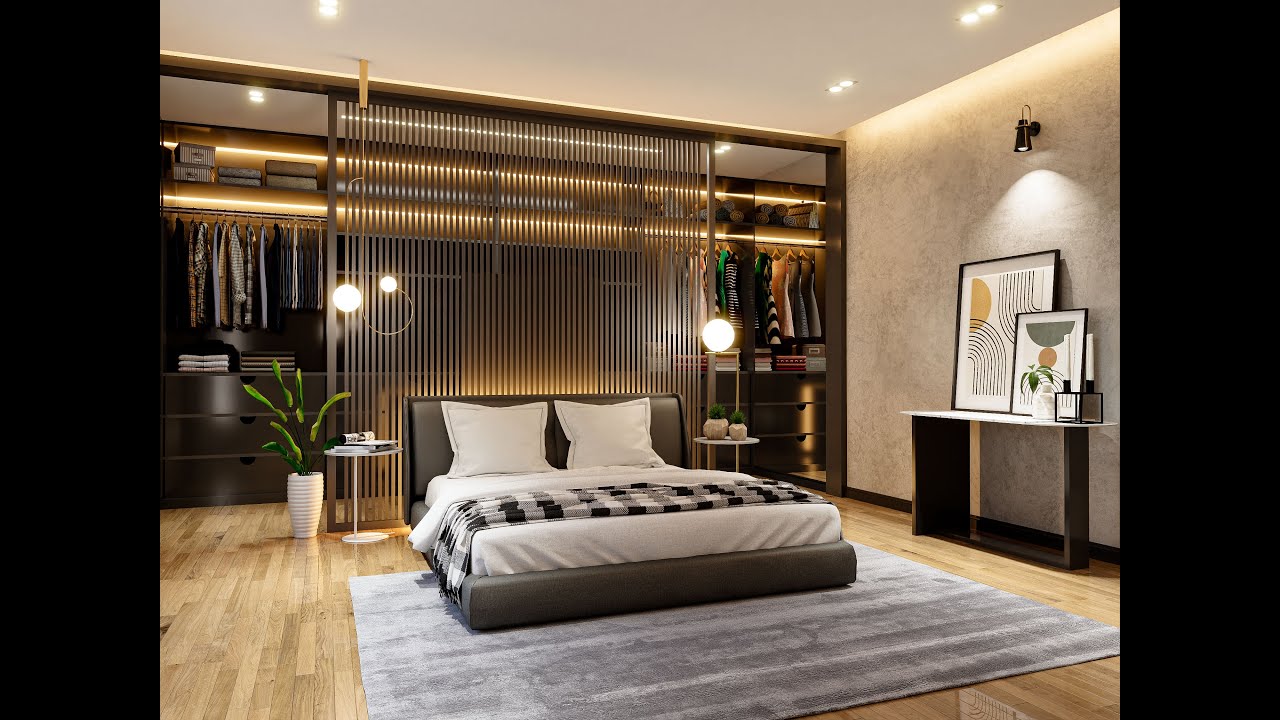 SketchUp With VRay 6 I Lighting Animation I Interior Modern Bedroom Design ( Corona Render 10).