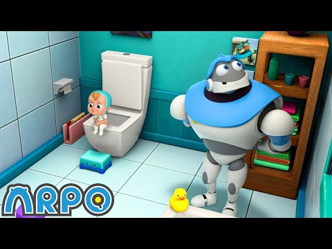 Polite APRO - Potty Time 🚽🪠 | ARPO The Robot | Robot Cartoons for Kids | Moonbug Kids