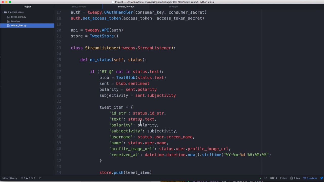 Streaming Twitter Filter - Data Formatting