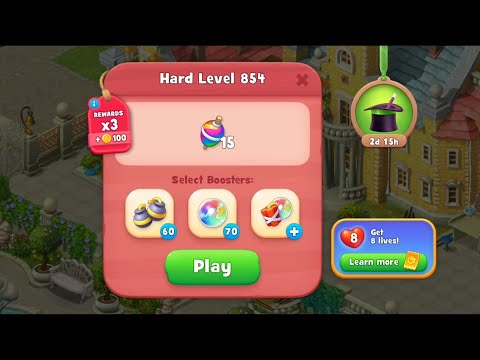 Gardenscapes Level 854 Walkthrough "No Boosters Used"