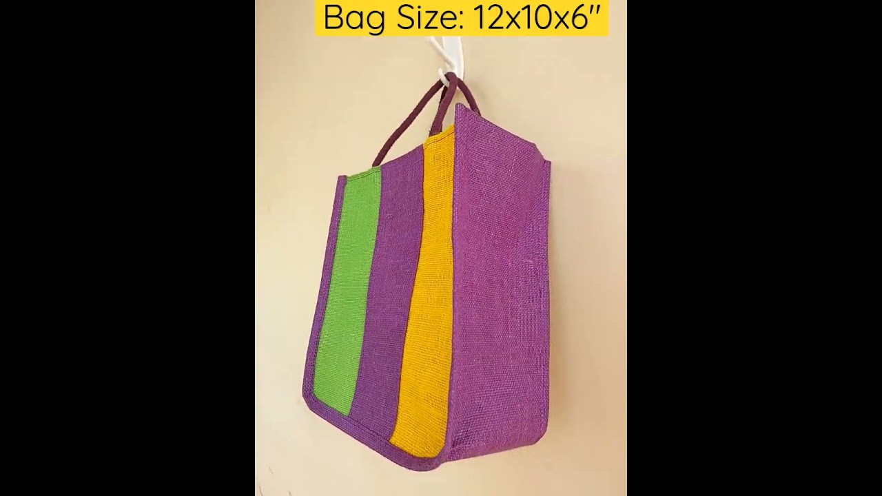 Multi colour small bag & size is 12x10x6 inches