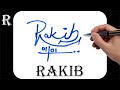 Rakib name signature design - R signature style - How to signature your name