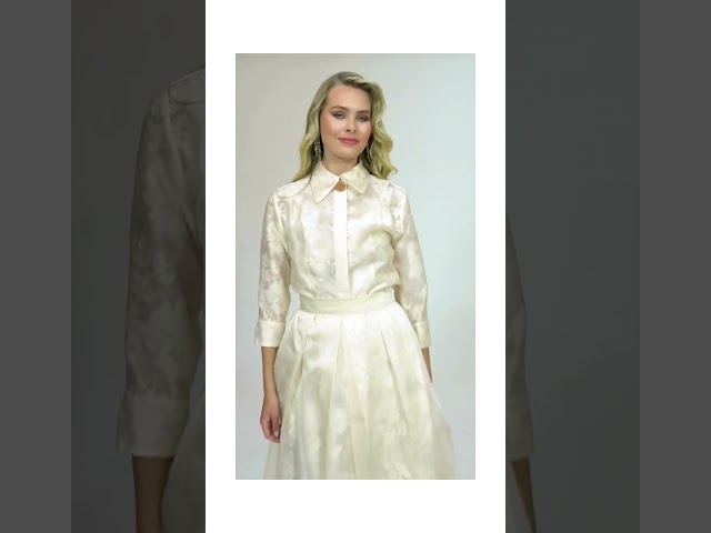 طقم لونا قطعتين تنوره وبلوزه من دانتيل واورقنزا