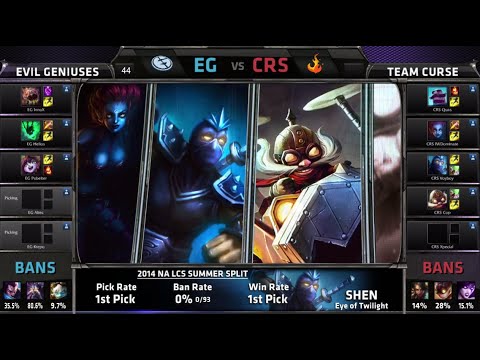Evil Geniuses vs Curse | S4 NA LCS Summer split 2014 Week 10 Day 2 | EG vs CRS W10D2 G1 Full Game HD