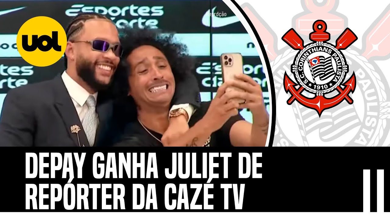 CORINTHIANS: MEMPHIS DEPAY GANHA JULIET APÓS REPÓRTER DA CAZÉ TV 'INVADIR' COLETIVA DE APRESENTAÇÃO