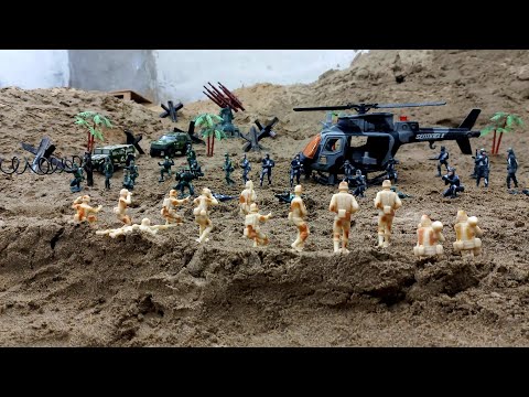 Army Men:Grey army vs Green army vs Tan army (plastic armymen stopmotion)