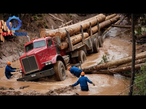 Extremely dangerous timber transport with oversized trucks | The largest heavy machinery
