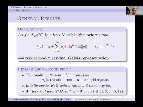 William Craig--Variants of Lehmer's conjecture