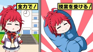 【手描き切り抜き】寝袋で授業を全力で受ける朝日南アカネ【にじさんじ】