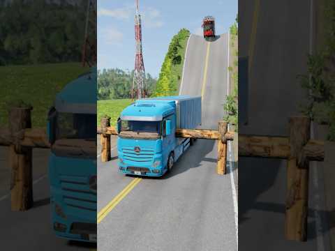 Mixed Colourful cars vs logs trap #406 #beamngdrive #shorts