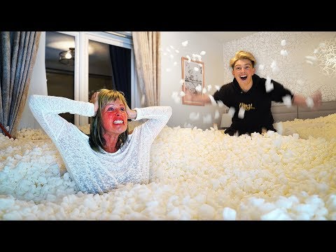 I Filled Mom's Room with 1,000,000 Packing Peanuts... *Gone Too Far*