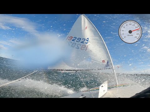 Extreme Sailing. 16+ Knots in 30+ Knots of wind on a 40 year old Laser Radial!