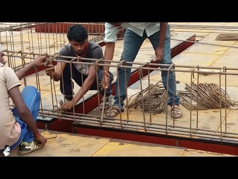 Installation of Rebar / Reinforcement Steel Bars for Beam I On Site Fixing of Reinforcement