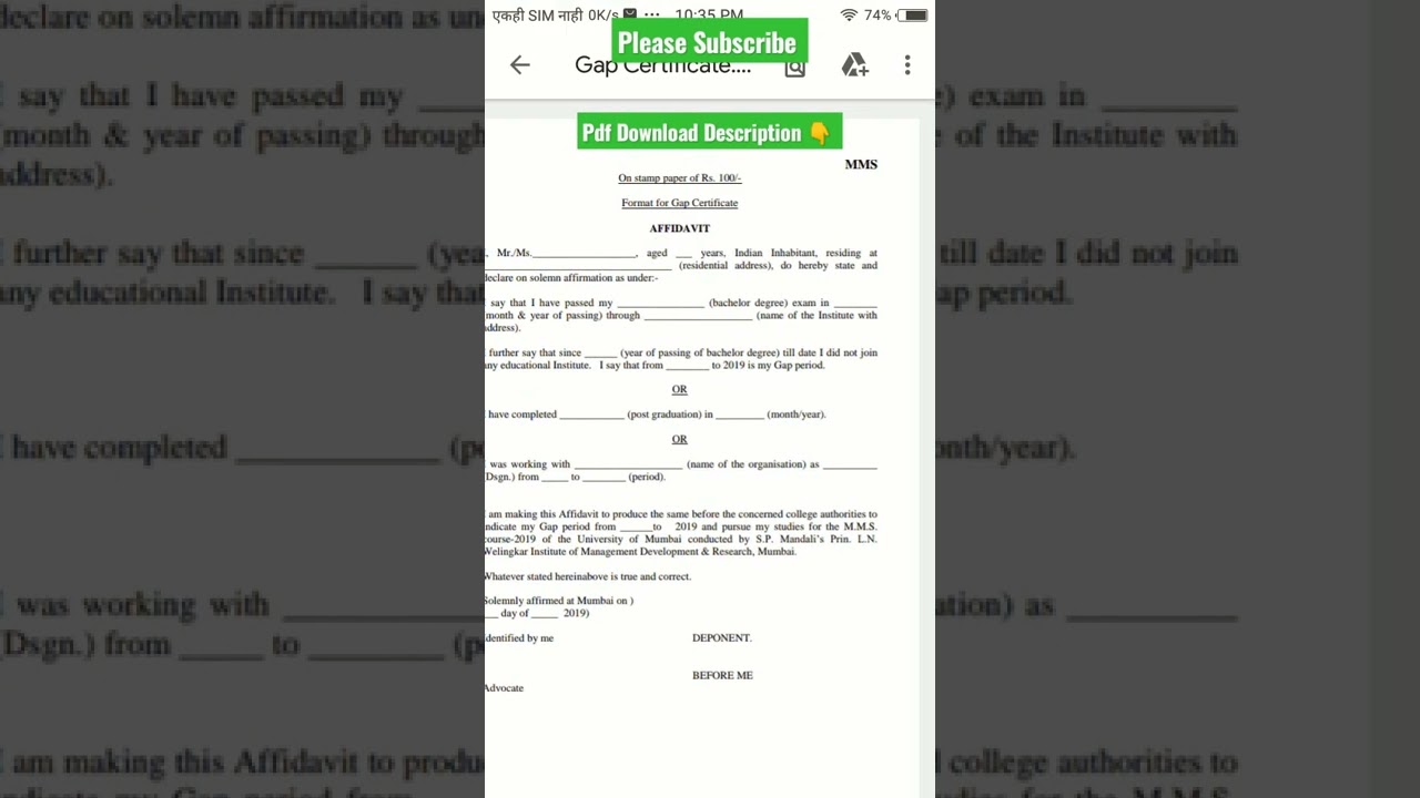 Gap Certificate|Gap Affidavit|How Make Gap Certificate|Format of Affidavit|pdf download Education