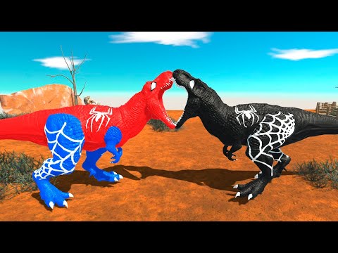 SPIDER-MAN VS BLACK SPIDER-MAN. T-REX VS T-REX - Animal Revolt Battle Simulator