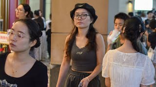 Beautiful Chinese Ladies and Fashionable Guys Walking in China