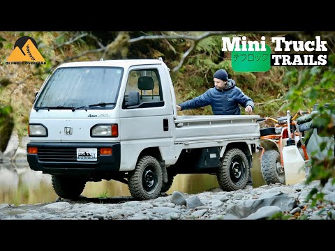 Kei truck camping with the Honda Acty and Suzuki Carry Japanese 4x4 mini trucks + Coleman mini bikes