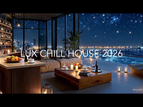 Jazzy House Music 2026, Romantic House at Night, Luxury Penthouse Pool, Starry Sky, Lounge Vibes