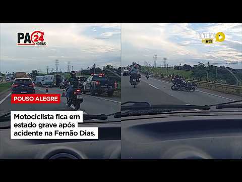 Motociclista fica em estado grave após acidente na Fernão Dias.