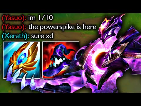 MY XERATH ABSOLUTELY DESTROYS YASUO (1/10 POWERSPIKE IS FAKE)