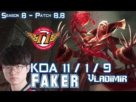 SKT T1 Faker VLADIMIR vs AZIR Mid - Patch 8.8 KR Ranked