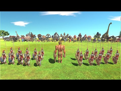 ACHILLES WITH 20 SPARTAN WARRIOR VS FACTION - Animal Revolt Battle Simulator