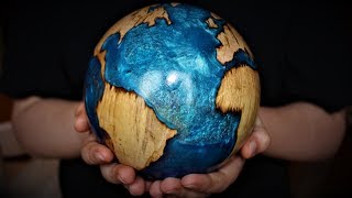 Woodturning -  The Blue Planet - Log to Globe