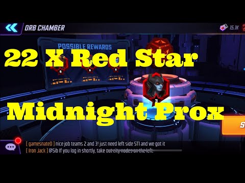 22 x Midnight Proxima Red Star Opening + 3 Elite Red Star Orbs - Marvel Strike Force - Free to Play