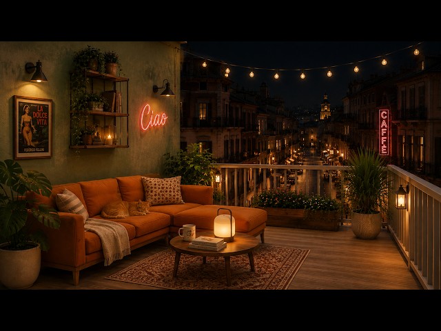 Mediterranean Rooftop Midnight Lofi🌙🪴 [ 3h Lazy Swing & Minimalist Rhodes to Relax/Study/Reading]