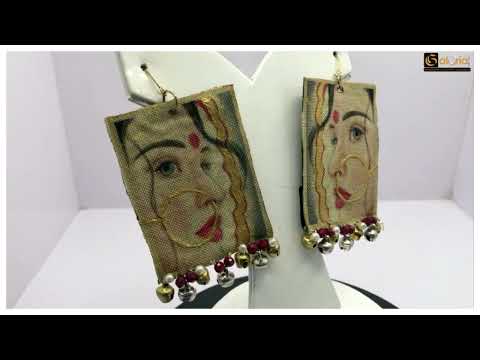 Ethnic Beautiful Indian Bride Face Hand-painted Fabric Handmade Jewelry Set | Galoria | Street Art