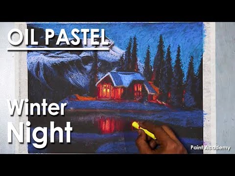 Winter Night A Composition on Oil Pastel step by step